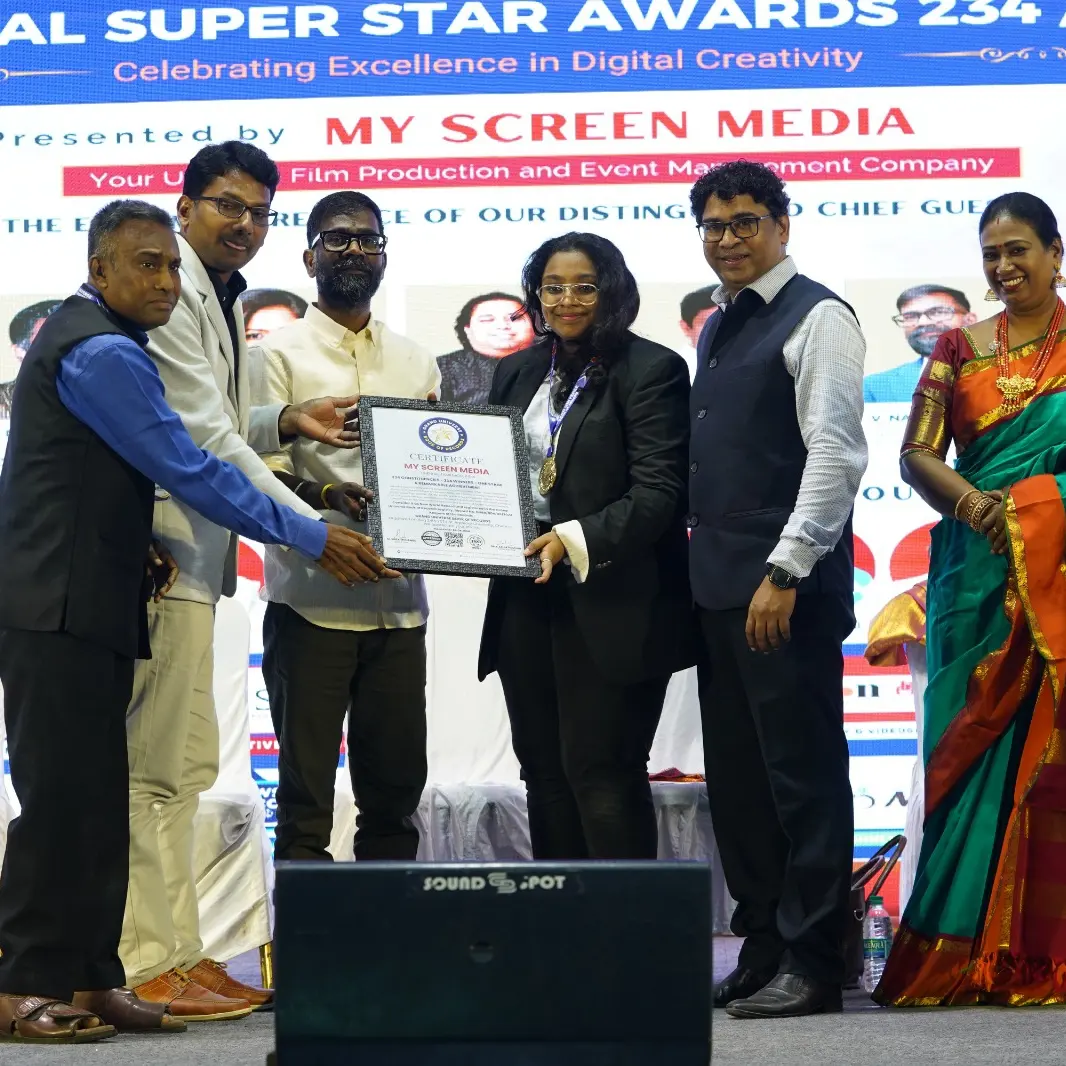 We are proud to celebrate the extraordinary achievement of Ms. Sneka Sakthivel & Parivu Dr. S. Sakthivel from My Screen Media. We honor the unique “Namma Area Digital Super Star Awards 234/TN” event, which brought together digital influencers from 234 constituencies, setting a record-breaking achievement. This event stands as a testament to the unwavering dedication and passion of digital content creators. Date : Aug 24th 2024 Time : 10Am Venue : Jeppiaar University,Chennai